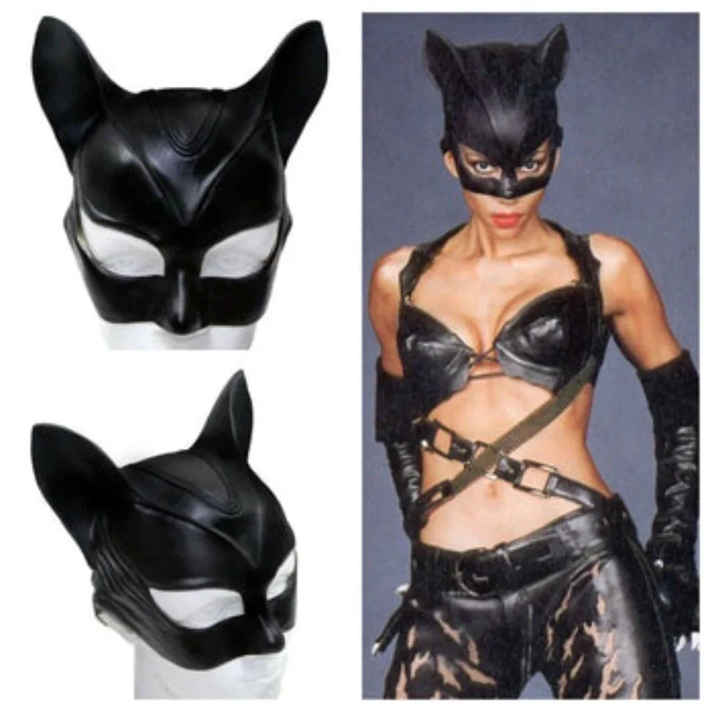 Cat Woman Face Latex Mask Cosplay Batman Catwoman Costume Props Halloween